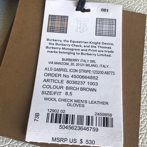 BURBERRY Gabriel Check Icon Stripe Gloves Size 8.5(M). ASKING PRICE IS FIRM!!!! - Picture 2 of 11